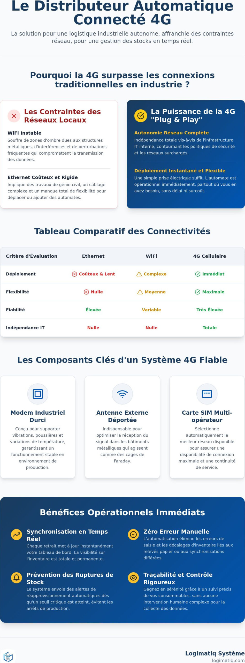 Distributeur automatique connecté 4G : Le guide de la logistique industrielle sans fil